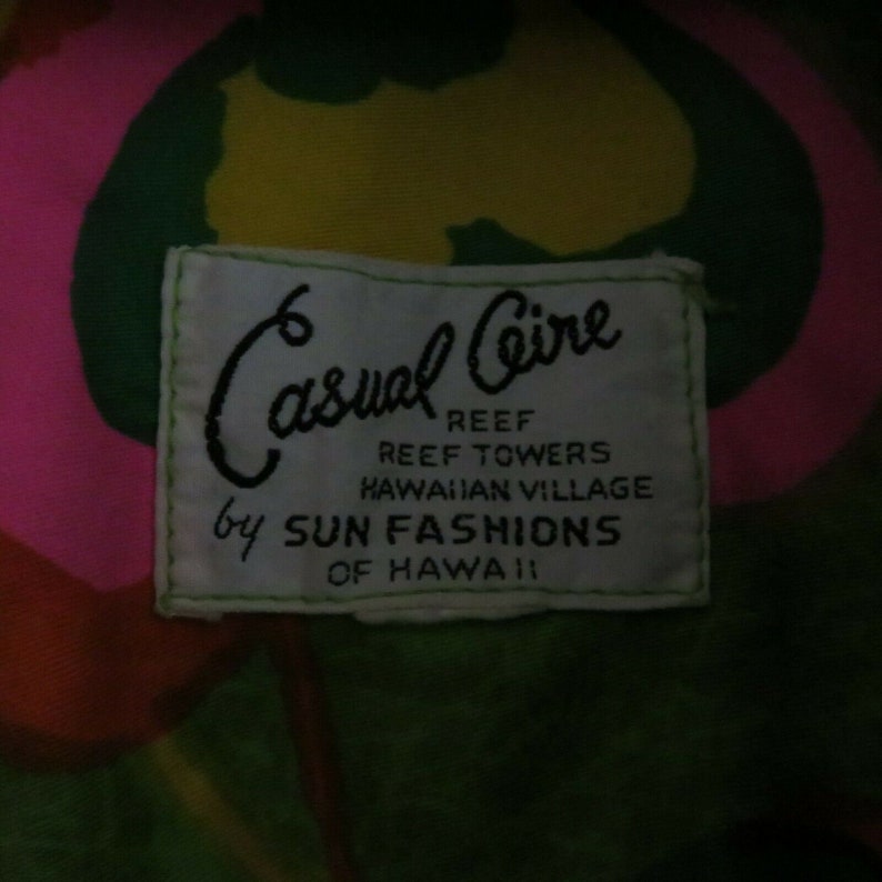 Vtg 60s Sun Fashions Casual Aire Green Psychedelic Floral Hawaiian Maxi Dress M