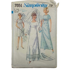 Vintage 60s Simplicity 7084 Pattern Jr Misses 5-16 Wedding Bridesmaid Dess Uncut