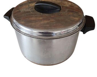 Vintage Revere Ware 1801 Copper Bottom Stainless 6 Quart Stock Pot Lid
