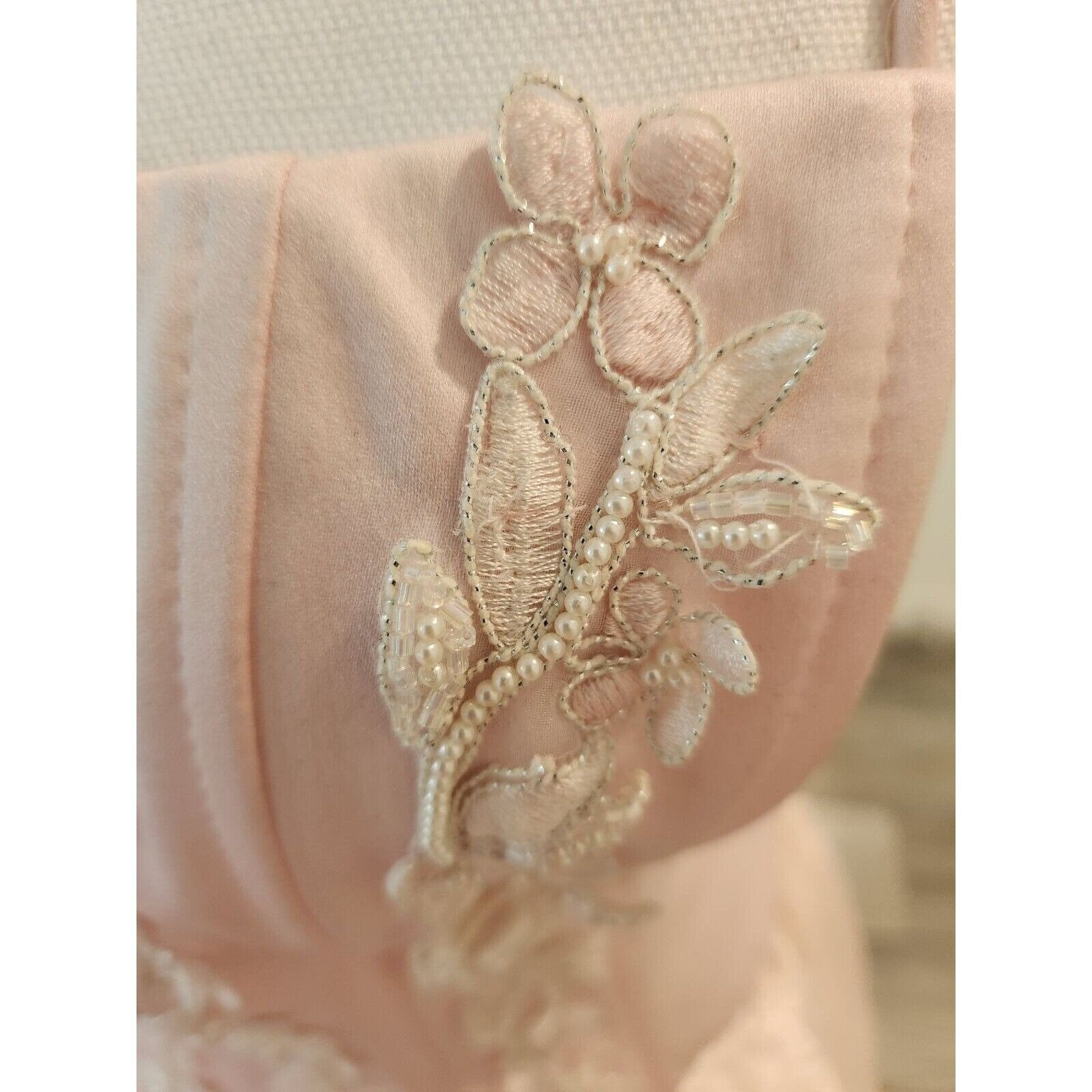 Vintage 80s Roberta Pink Champagne Beaded Formal Prom Sleeveless Dress ...
