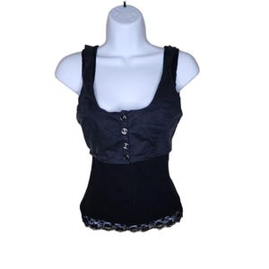 Vintage 90s Dolce & Gabbana Layered Tank Top Vest Womens XS Black Goth