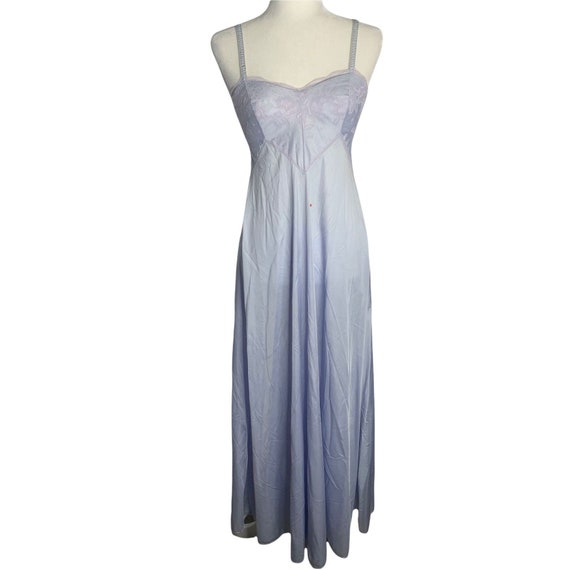 Buy Vintage Full Length Lingerie Nightgown S Blue Nylon Lace