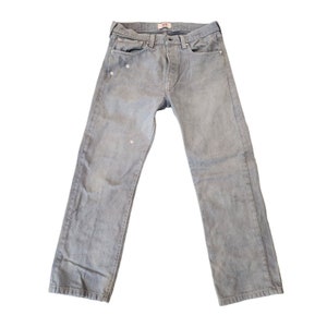 Vintage 90s Mens Levis 501 Button Fly Grey Demin Jeans 32 x 30 Straight