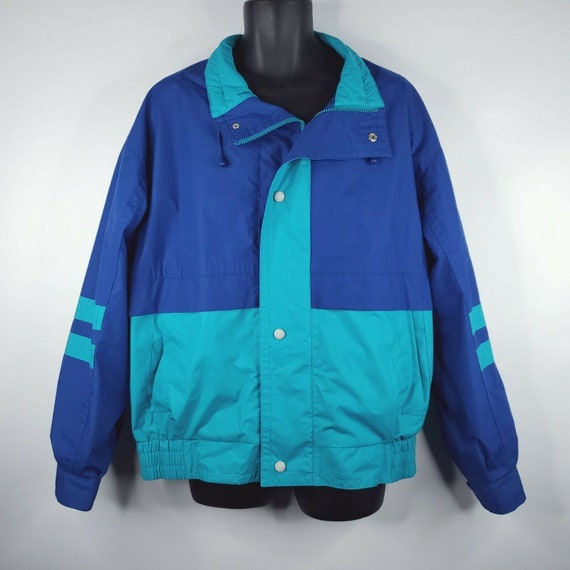 Vintage 80s Mens Members Only Blue Color Block Windbreaker Sailing