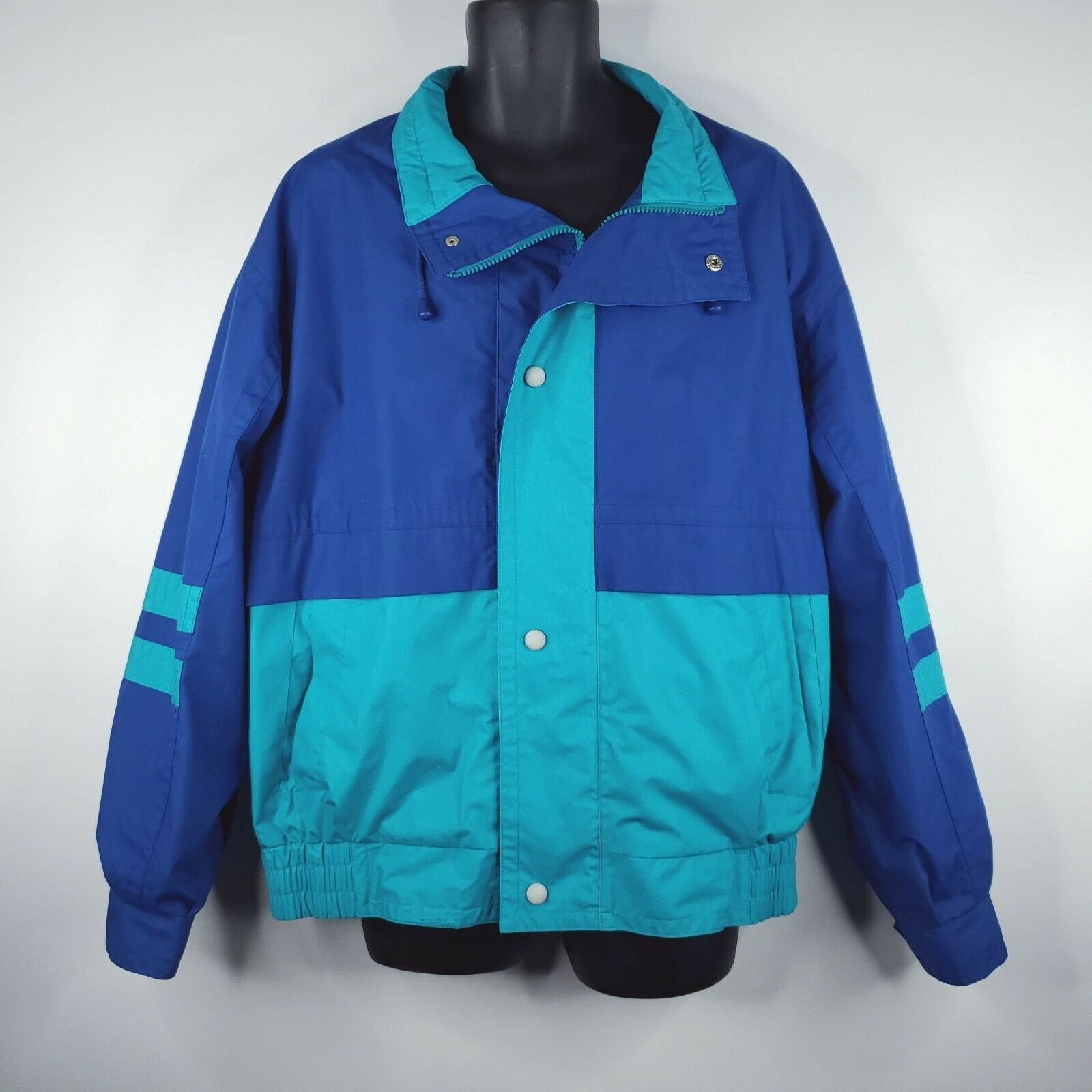 Vintage 80s Mens Members Only Blue Color Block Windbreaker Sailing