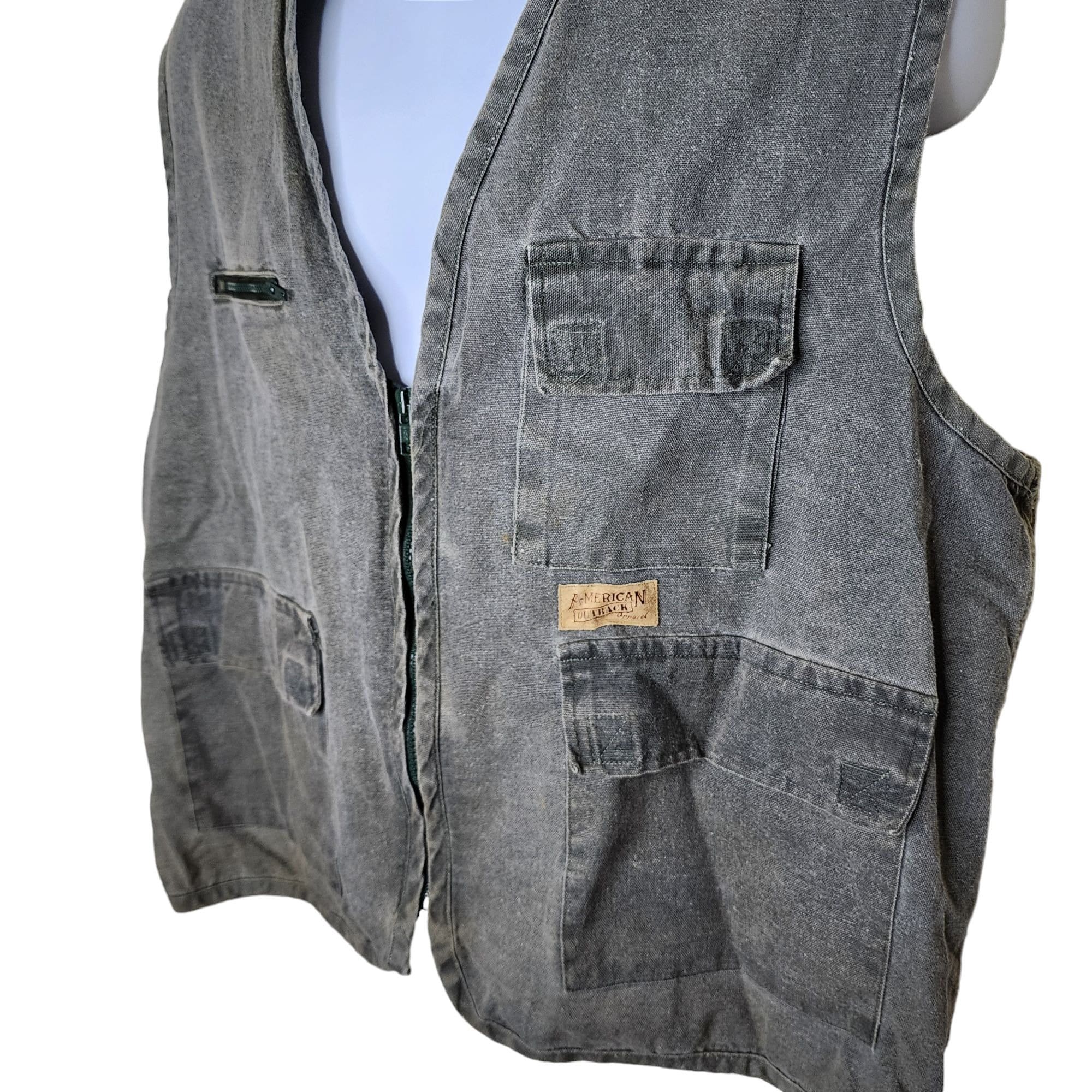 Gilet De Pêche Outback Vintage - Homme, Taille L, Coton Marron - Occasion