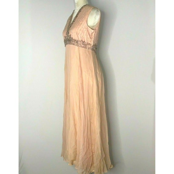 Vintage 70s Beaded Formal Gown S Pink Sleeveless … - image 8