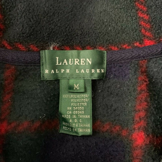 Vintage Lauren Ralph Lauren Fleece Jacket M Green Red Plaid - Etsy