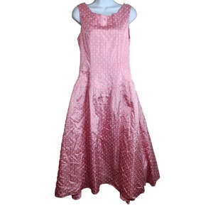 Vintage 80s Ballerina Midi Dress M Barbie Core Pink Polka Dot Prom