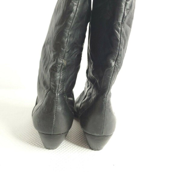 Vintage 80s Black Leather Bootalinos Mid Calf Boo… - image 3