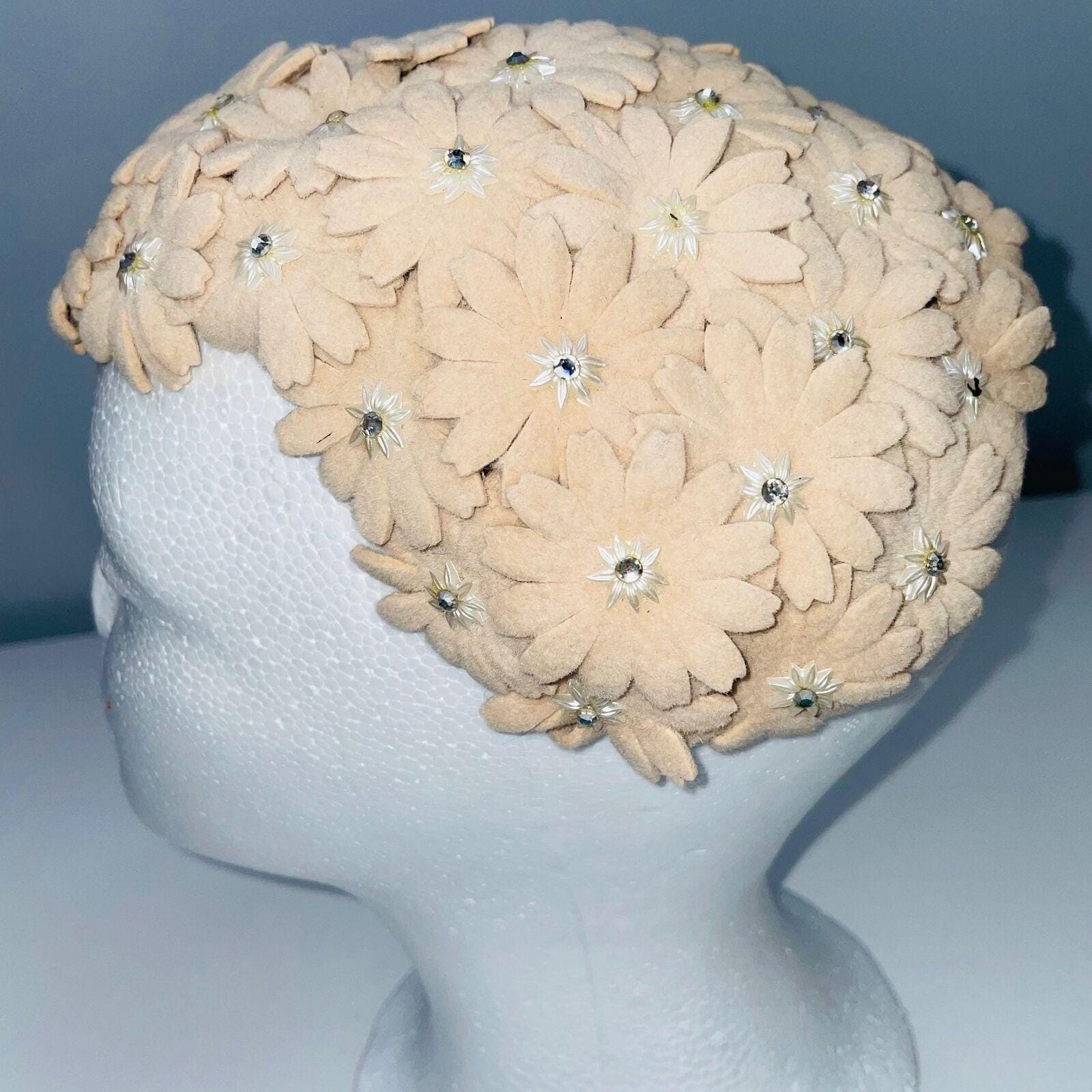 Vintage 50s 60s Crown Ivory Hat Net Floral Pearls Bridal Dance Costume Theatre Vintage 80s/90s Pearl Bridal Circlet Crown with Foliage  main image 4