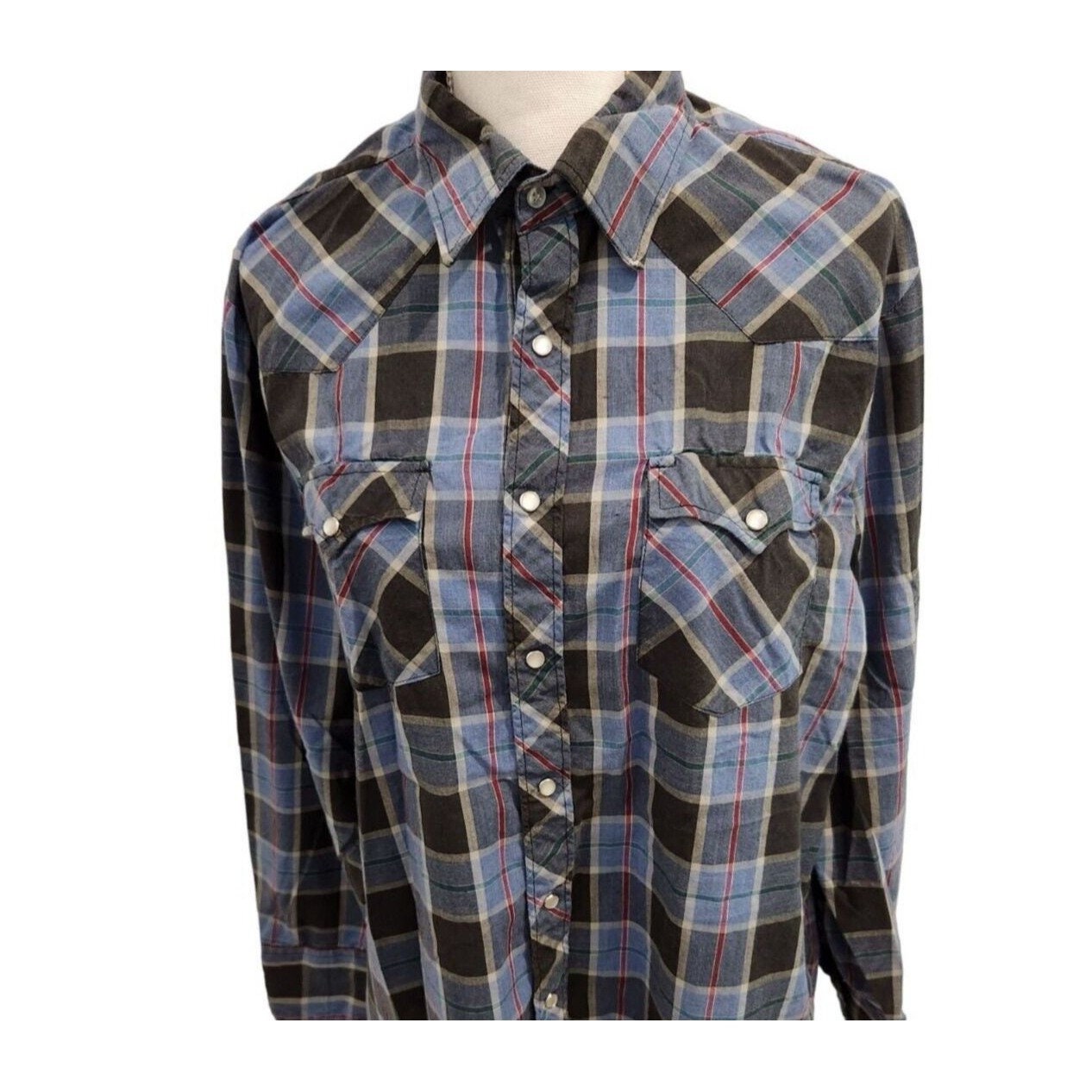 Buy Vintage Authentic Western Youngbloods Cowboy Ranch Wear Plaid Shirt Size L Blue Online in India Etsy