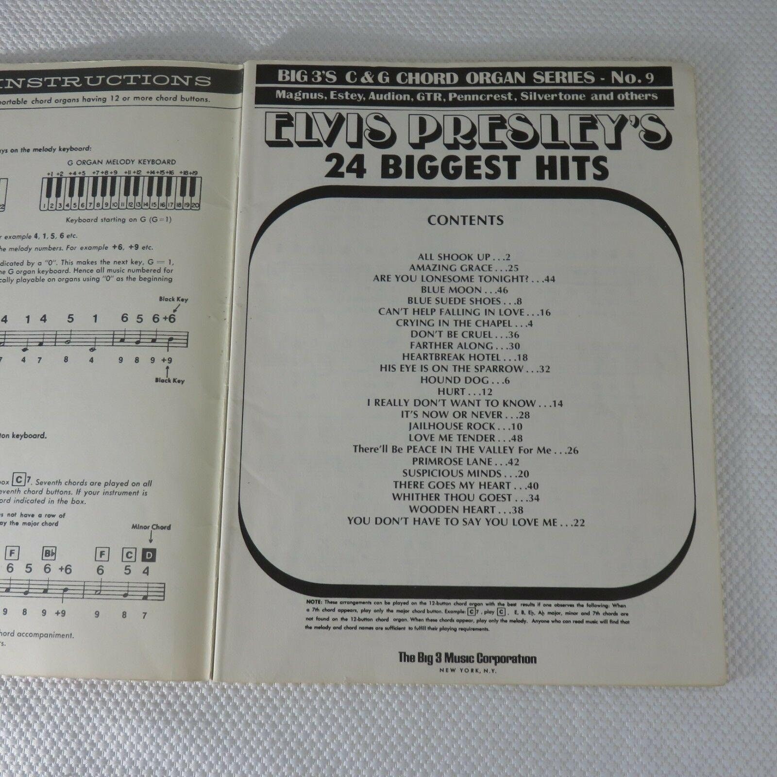Vintage Elvis Presley 24 Biggest Hits Song Book Music Sheet Music Piano ...