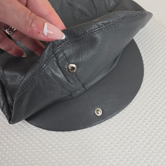 Vintage Leather Limited Genuine Leather Black Newsboy Hat Cabbie Cap Size XL Black Leather 8 Panels Cap, Peaky Blinders Cap, Leather Hat  main image 3