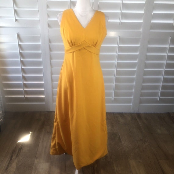 Vtg 70s Handmade Sleeveless Gold Mustard Yellow A… - image 1