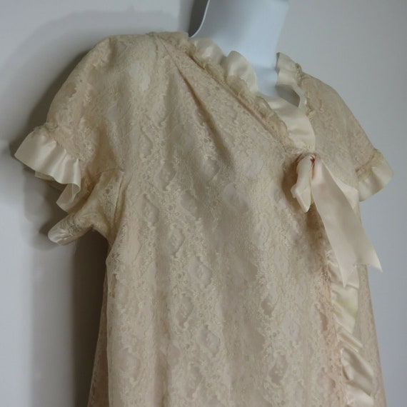 Vintage 50s Blush Pink Taffeta Lace Overlay Dress… - image 7