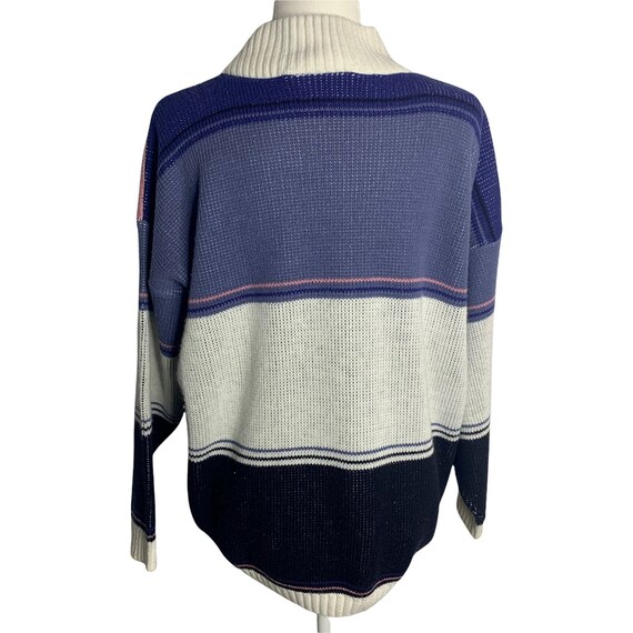 Vintage 80s Colorblock Knit Pullover Sweater L Wh… - image 4