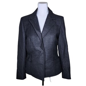 Vintage 1990s Satin Lined Double Button Work Blazer Womens Size M Gray