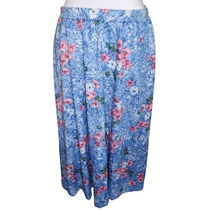 Vintage 80s KoKo Maxi Skirt Hawaiian Tiki Womens Size Medium Blue Floral