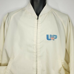 Vintage UP Union Pacific Bomber Jacket L Harrington Off White Made USA
