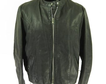 Vintage 70s Brooks Cafe Racer Leather Jacket 42 Black Liner Motorcycle Biker