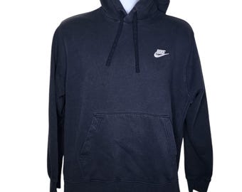 Vintage Y2K Nike Swoosh Hooded Hoodie Sweatshirt Mens Size M Black