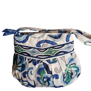 Y2K Vera Bradley Mediterranean White Hannah Purse Blue Handbag Pocketbook
