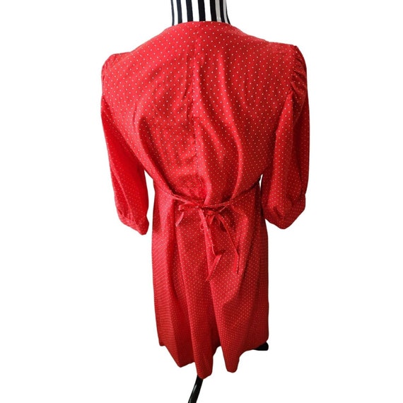 Vintage 70's MainBerry Red Polka Dot Dress L Prai… - image 4