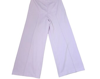 Pantalón Vintage 70s Talle Alto Pierna Ancha Mujer Talla L Morado Doble Punto Poliéster