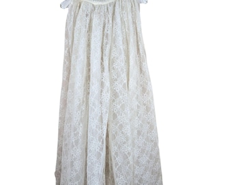 Gonna da sposa vintage anni '60 in pizzo, sovragonna removibile, strascico, taglia S