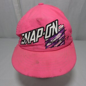 Vtg Pink Neon Snap On Tools Day At The Races Hat Cap Destroyed