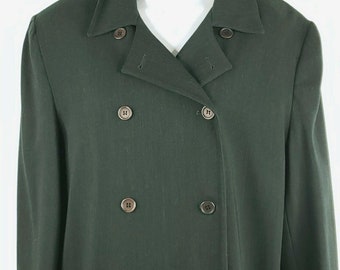 Vintage 80s Burberrys Womens Black Wool Cashmere Jacket Skirt Suit Set Size 10