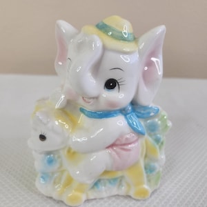 Vintage 60s Kitsch Anthropormorphic Elephant Nursery Baby Planter Japan