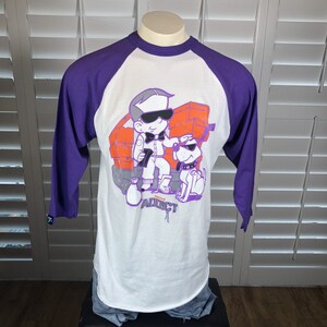 Vtg Filthy Dripped Men&#39;s Sneaker Addict T-Shirt 100% Cotton Graphic Tee L Purple