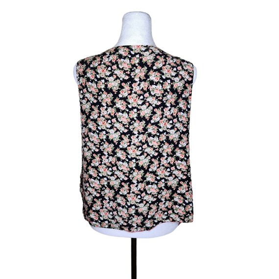 Vintage 90s Floral Vest Womens One Size Black Pin… - image 3