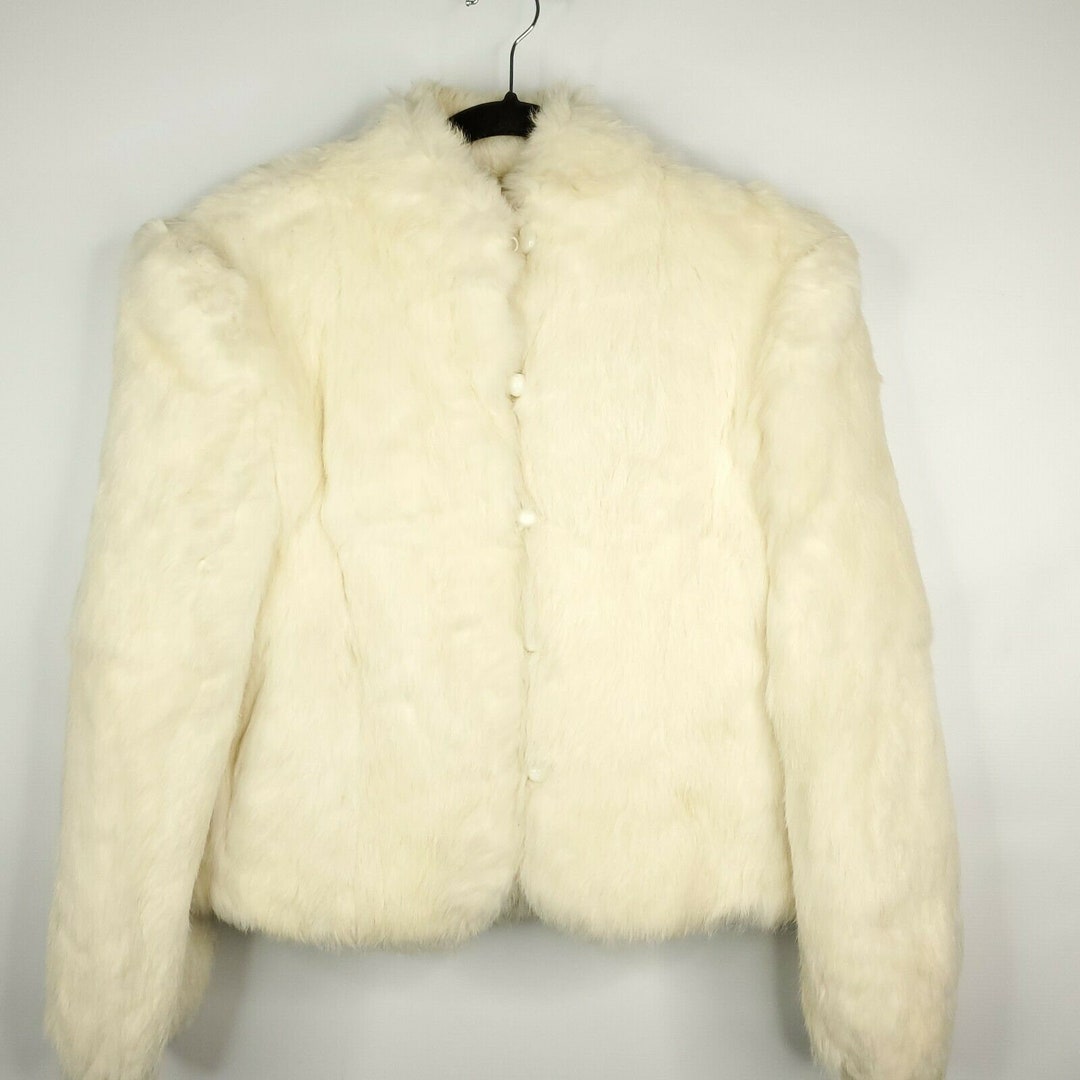 Vintage 80s White Rabbit Jacket Soft S Waist Length - Etsy