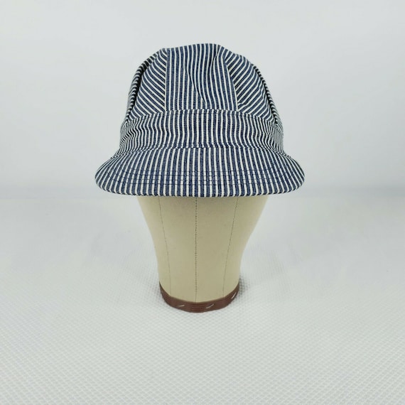 Vintage Engineer Train Conductor Hat Cap Blue Whi… - image 2