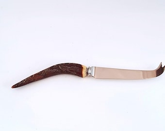 Vintage kaasmes met hoornen gewei handvat Duracut M Bernard Sheffield, Engeland