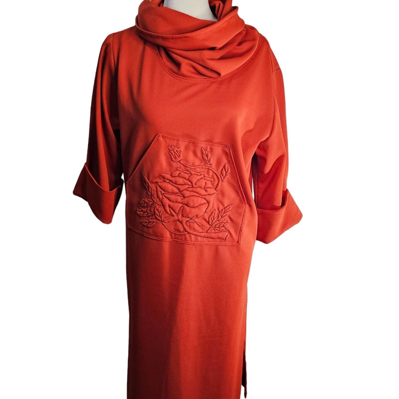 open lace back dress Sweater Dress, sustainable, coral orange colour, loose dress  Loose n Lazy