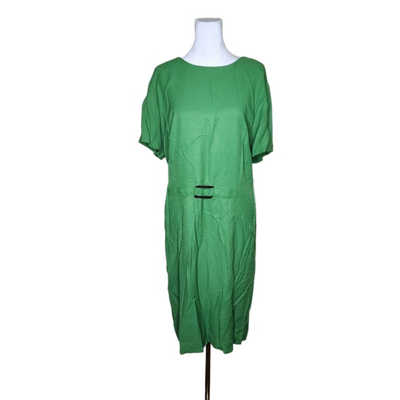 Vintage 90s Short Sleeve Shift Dress Womens Plus Size 20 Green Volump