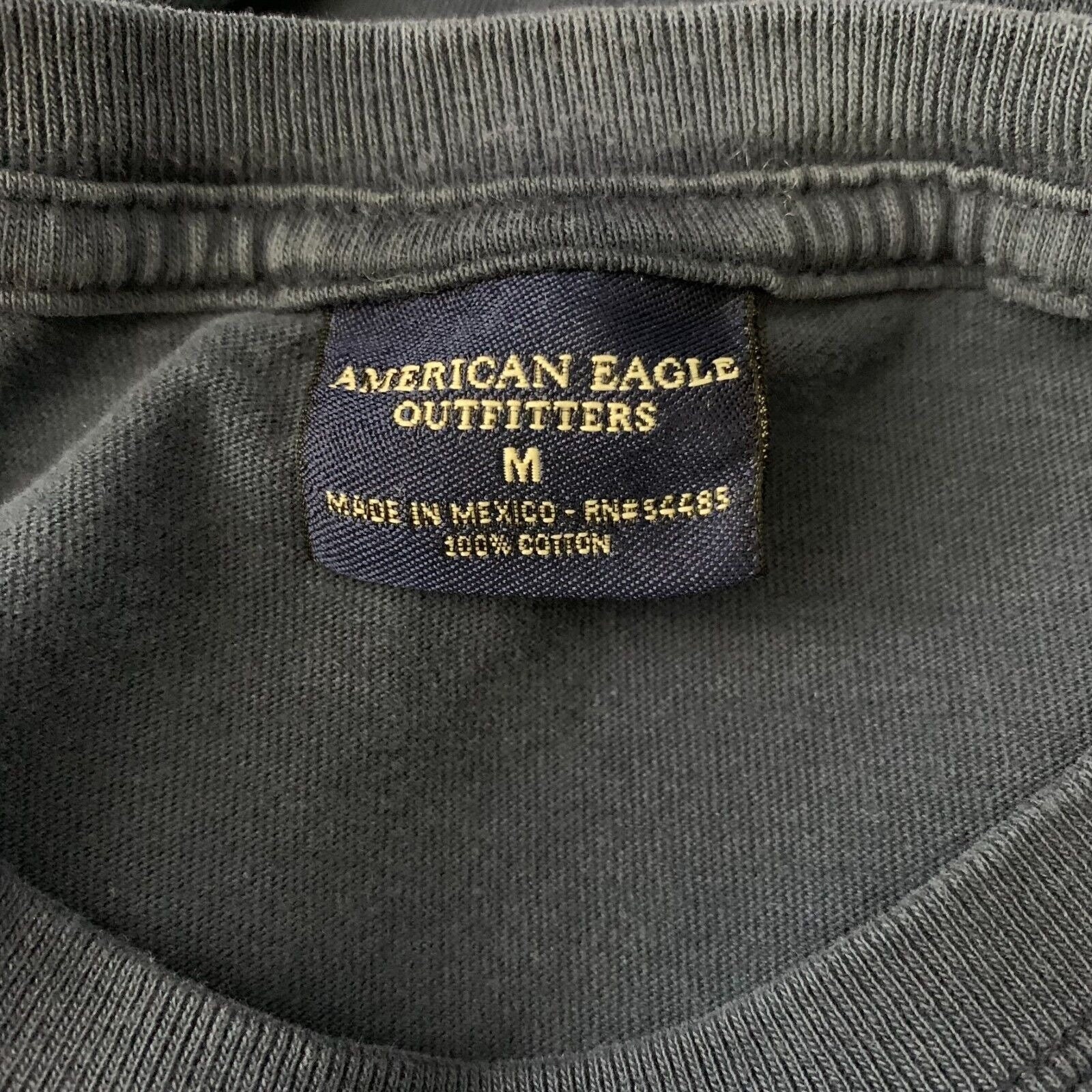 Vintage 90s American Eagle Crewneck Tshirt M Blue Long Sleeve 