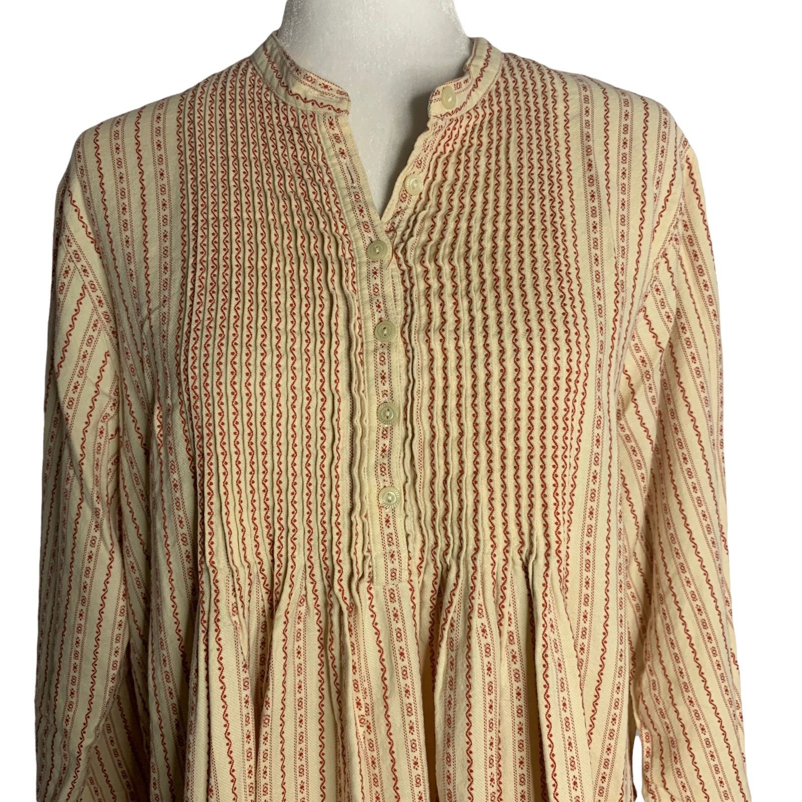 Vintage LL Bean Long Flannel Nightgown L Cream Stripes Modest Pin Tuck Pleats Etsy UK