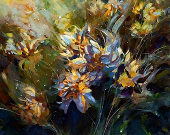 whispers of autumn giclee reproduction by Ren Hernandez | autumn flowers | autumn painting | autumn decoration| fall decorations | flowers