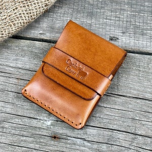 Billetera de cuero con devolución de efectivo, minimalista, plegable, con solapa, con correa, bolsillo frontal, billetera delgada para hombres, tarjetero para mujeres, billetera