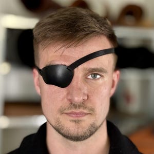 3D Contoured Leather Eye Patch – Comfortable Eye Patch for Men and Woman – Adjustable Soft Eyepatch for Adults – Left or Right Eye – ANUDRA