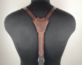 A Set of Suspenders with a Belt, Men Suspenders, leather suspenders, personalized Suspender, Handmade Suspender,Braces, Gentleman Suspenders