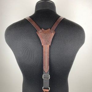 A Set of Suspenders with a Belt, Men Suspenders, leather suspenders, personalized Suspender, Handmade Suspender,Braces, Gentleman Suspenders