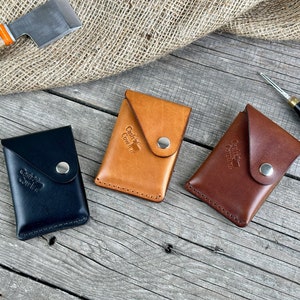 Cartera de cuero minimalista, minimalista, plegable, con solapa, con correa, bolsillo frontal, billetera delgada, regalo para papá, regalo para novio