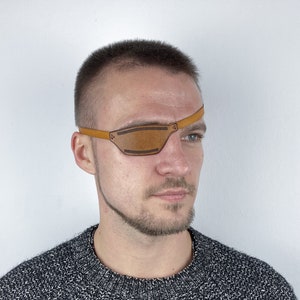 Parche de cuero con hebilla ajustable, parche para hombre, parche para mujer, parche marrón, parche delgado, parche para ojo