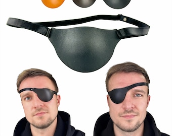 Eye Patches for Right and Left Eyes, Adjustable Amblyopia Lazy Eye Patches,  Handmade Leather Eye Patch